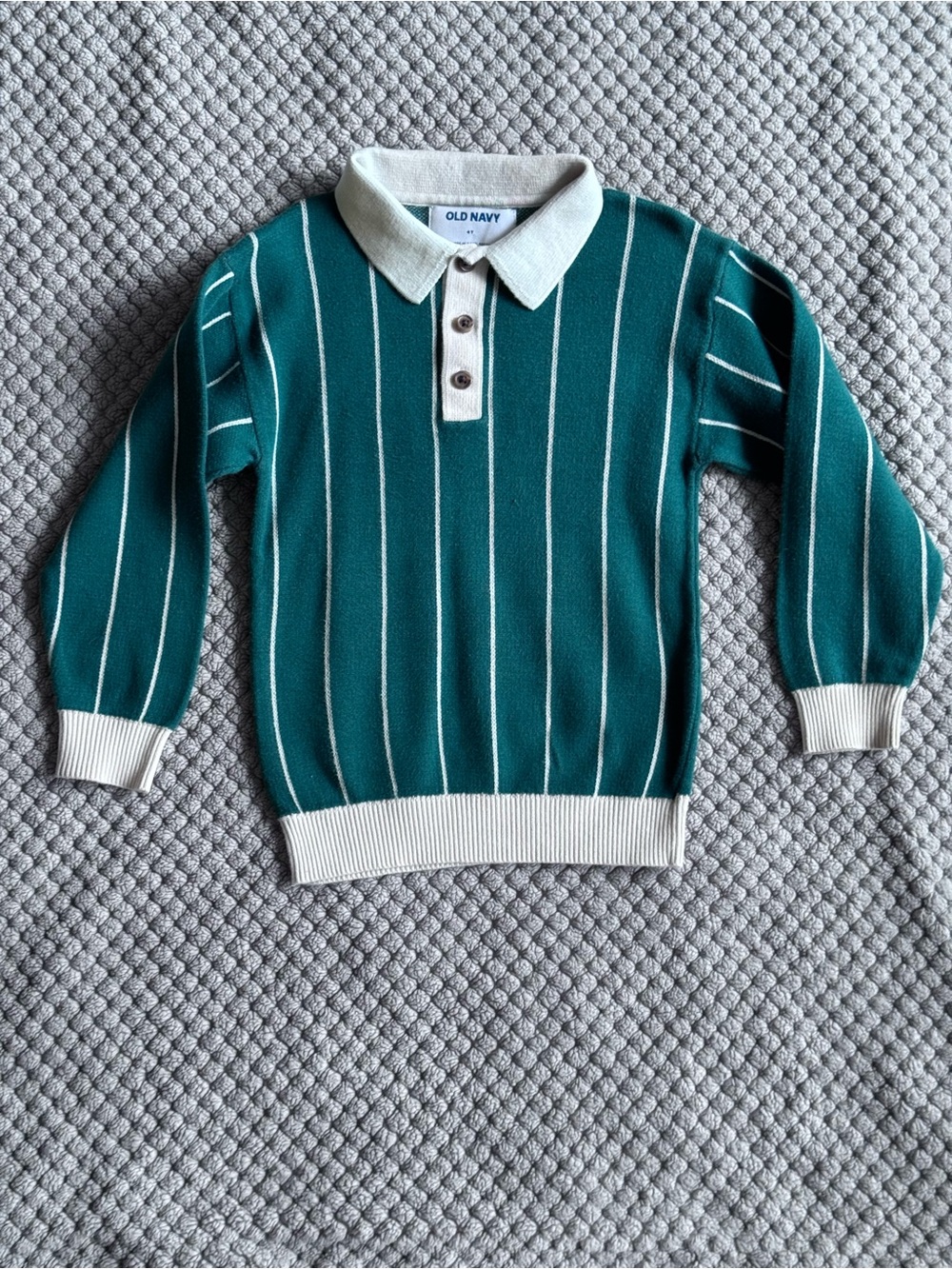 Old Navy Boys' Teal Stripe Polo Sweater 4T